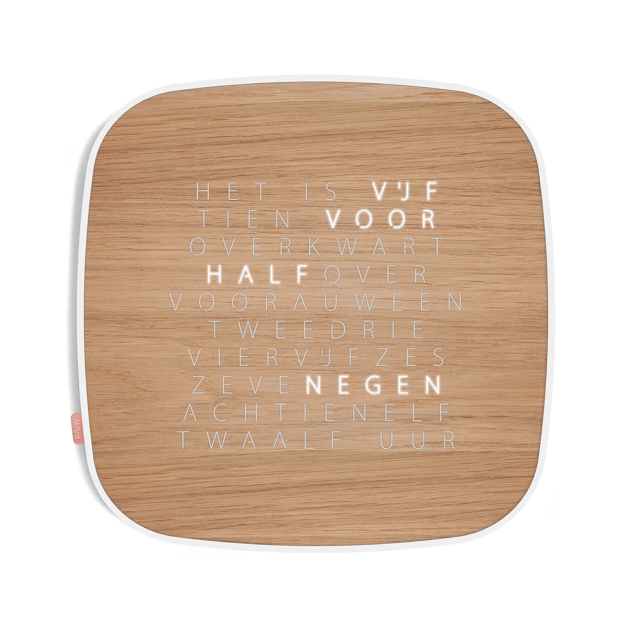 RAUW P'uur woordklok van eiken hout