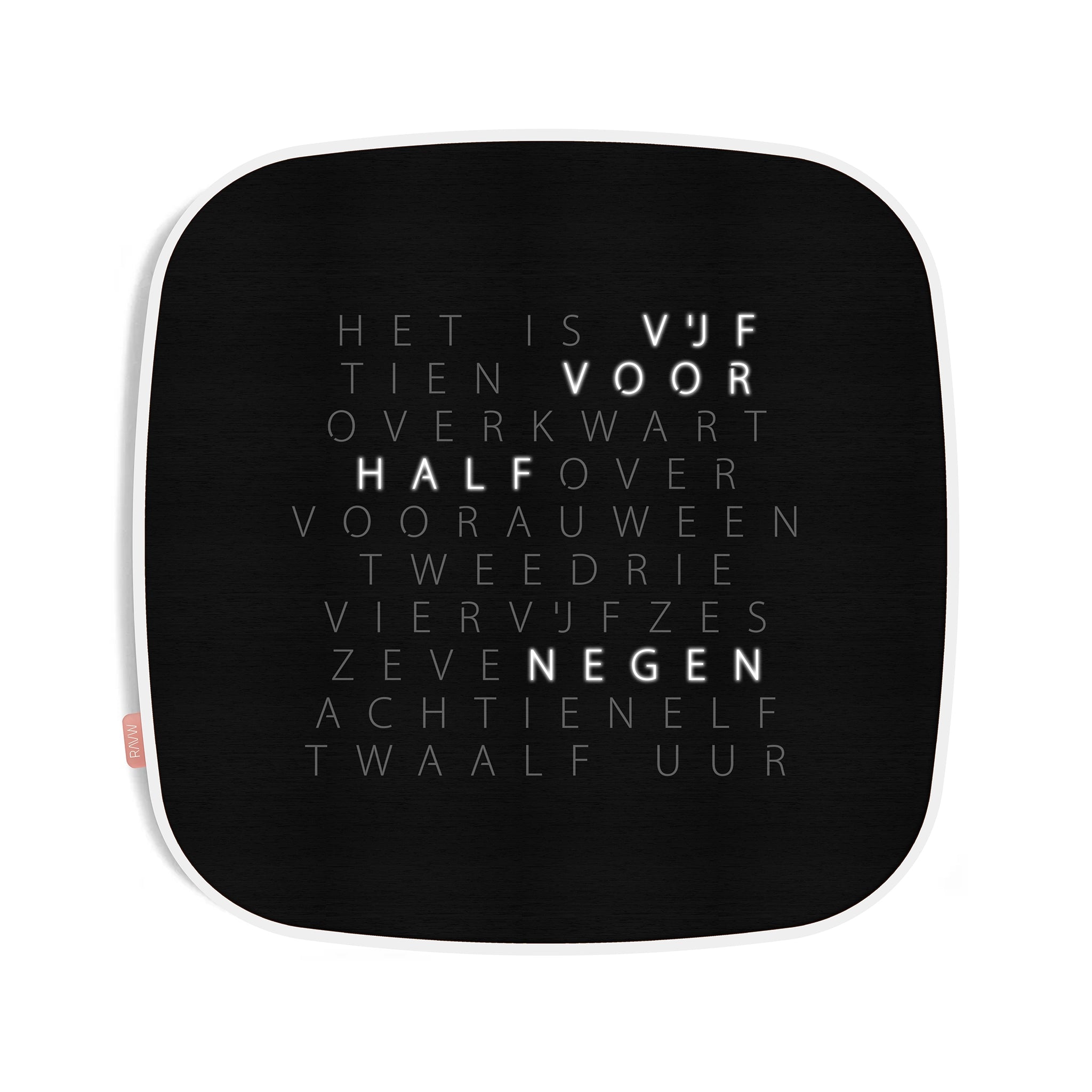 RAUW P'uur woordklok van zwart ebben hout

